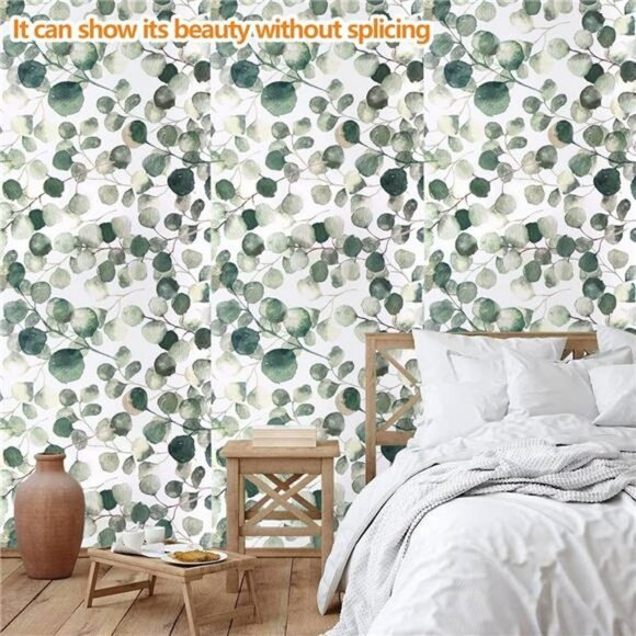 Peel and Stick Wallpaper Floral Contact Paper 17.7'' x 196.8inch Eucalyptus Leaf - Picture 3 of 6